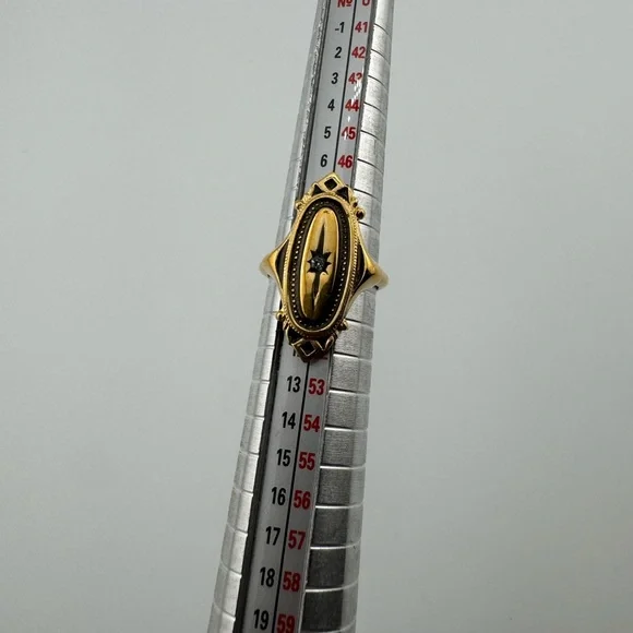 VTG AVON Kensington Victorian Art Deco Ring Rhinestone Gold Tone Adjustable 5-7 - Picture 7 of 7